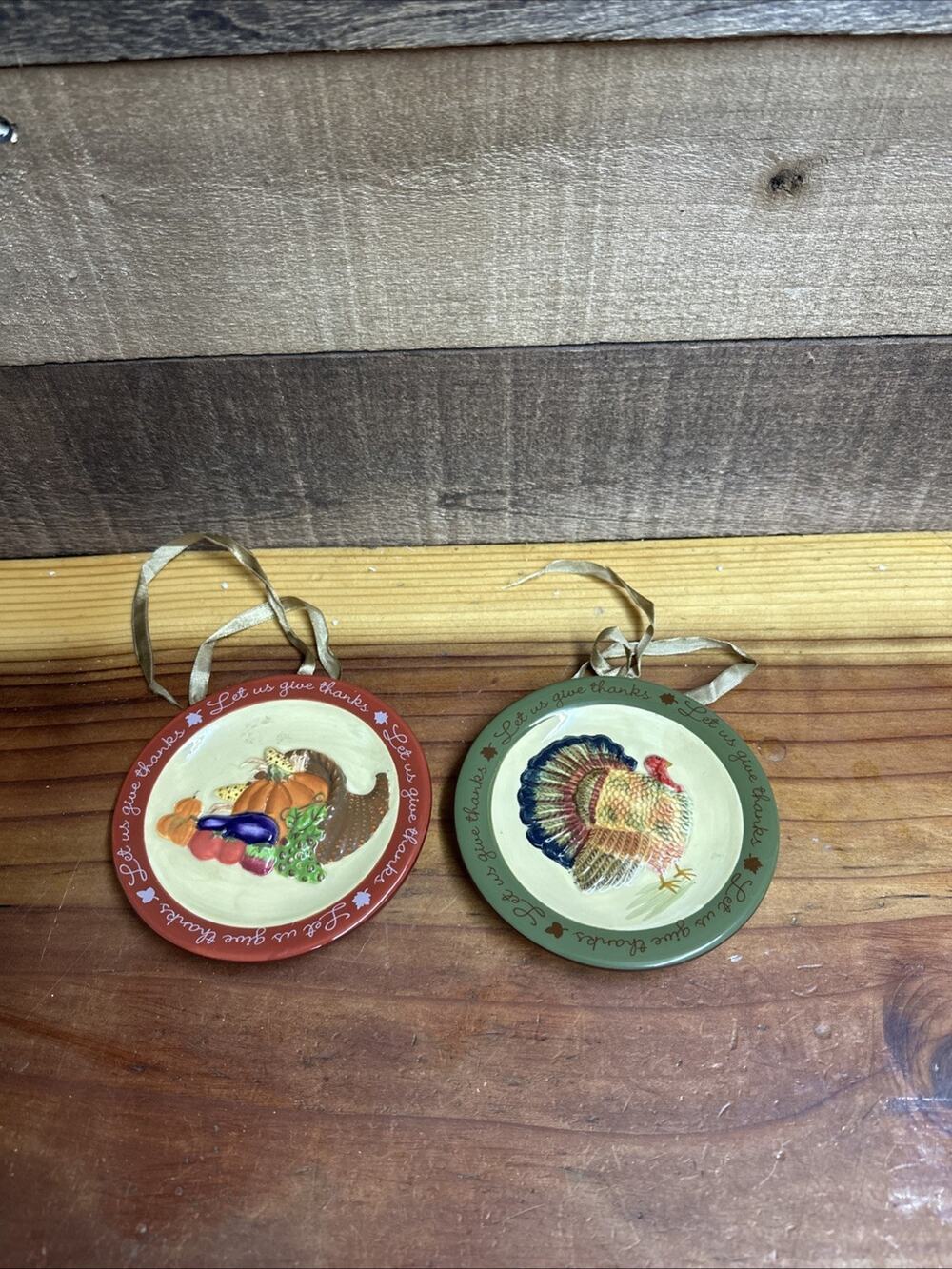 MWW Market Thanksgiving Mini Plates Set of 2 Let Us Give Thanks 4 1/2"